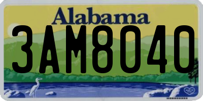 AL license plate 3AM8040
