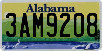 AL license plate 3AM9208