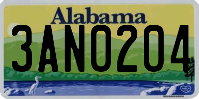 AL license plate 3AN0204