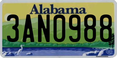 AL license plate 3AN0988