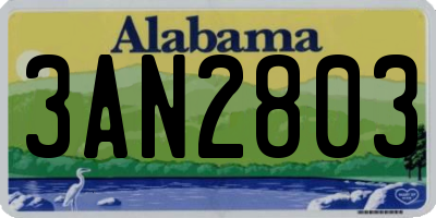 AL license plate 3AN2803