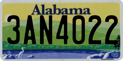 AL license plate 3AN4022