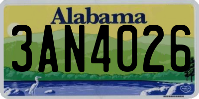 AL license plate 3AN4026