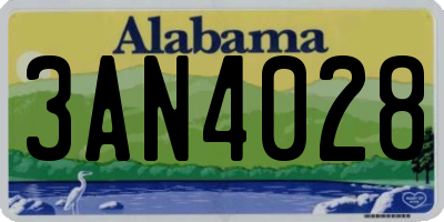 AL license plate 3AN4028