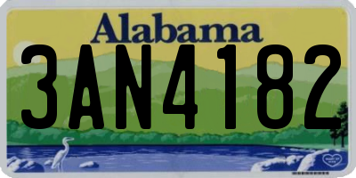 AL license plate 3AN4182