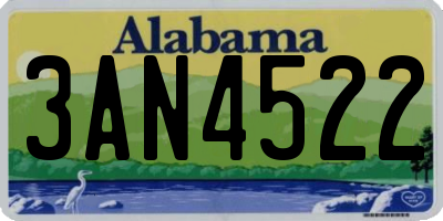 AL license plate 3AN4522