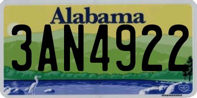 AL license plate 3AN4922