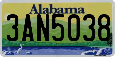 AL license plate 3AN5038