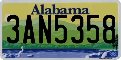 AL license plate 3AN5358