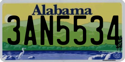 AL license plate 3AN5534