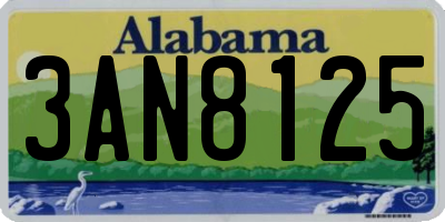 AL license plate 3AN8125