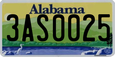 AL license plate 3AS0025