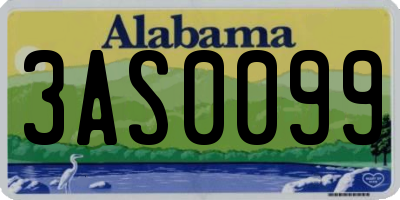 AL license plate 3AS0099