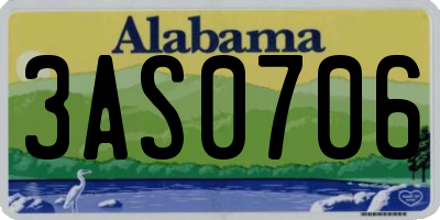AL license plate 3AS0706
