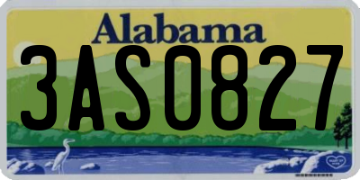 AL license plate 3AS0827