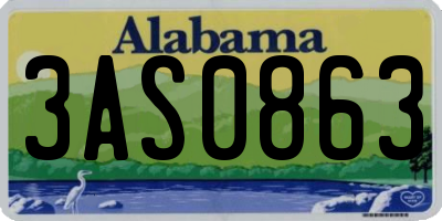 AL license plate 3AS0863