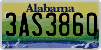 AL license plate 3AS3860