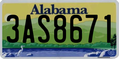 AL license plate 3AS8671