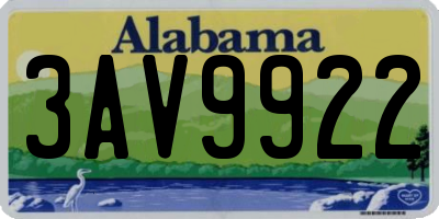 AL license plate 3AV9922