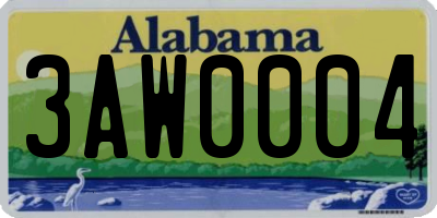 AL license plate 3AW0004