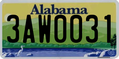 AL license plate 3AW0031
