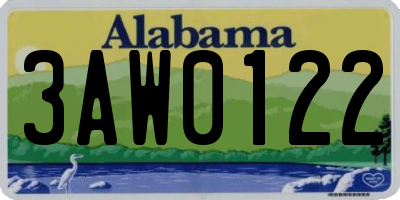 AL license plate 3AW0122