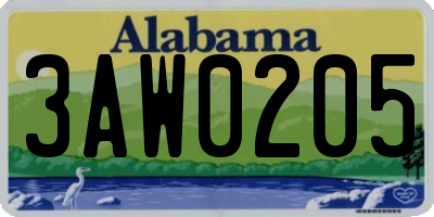 AL license plate 3AW0205