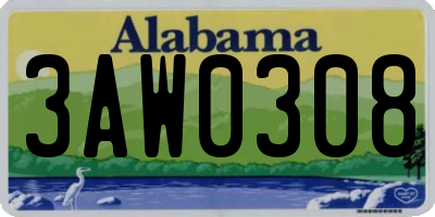 AL license plate 3AW0308