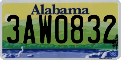 AL license plate 3AW0832