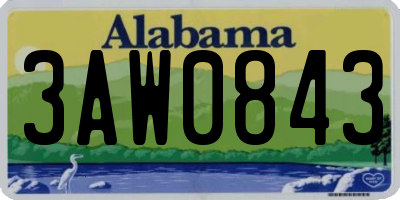 AL license plate 3AW0843