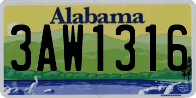 AL license plate 3AW1316