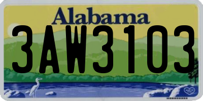 AL license plate 3AW3103