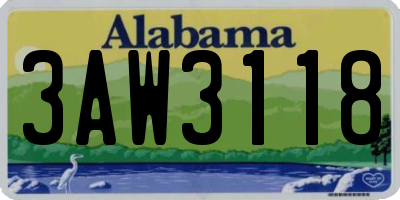AL license plate 3AW3118