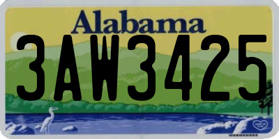 AL license plate 3AW3425