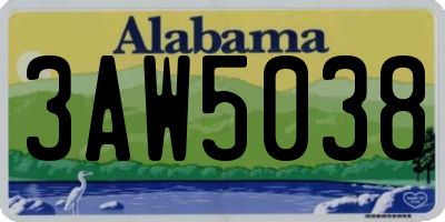 AL license plate 3AW5038