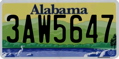 AL license plate 3AW5647