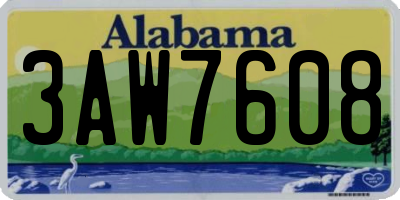 AL license plate 3AW7608