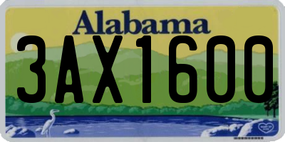 AL license plate 3AX1600