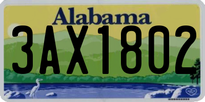 AL license plate 3AX1802