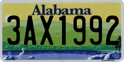 AL license plate 3AX1992