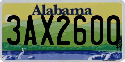 AL license plate 3AX2600