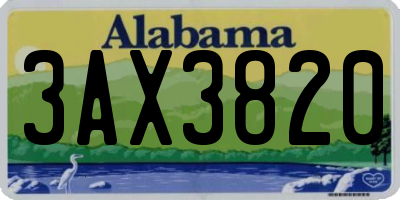 AL license plate 3AX3820