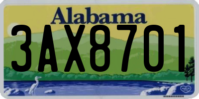 AL license plate 3AX8701