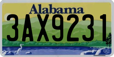 AL license plate 3AX9231