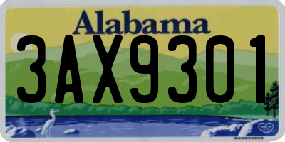 AL license plate 3AX9301