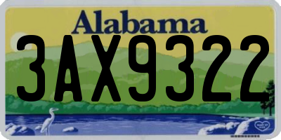 AL license plate 3AX9322