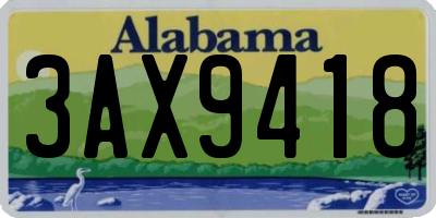 AL license plate 3AX9418