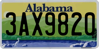 AL license plate 3AX9820
