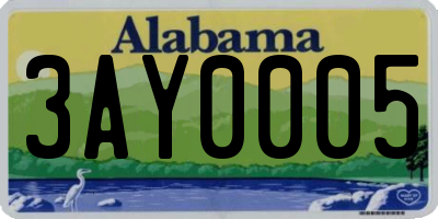 AL license plate 3AY0005