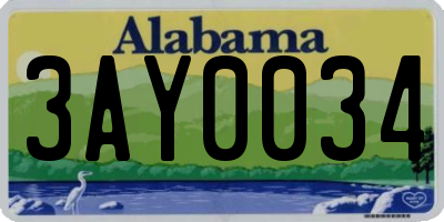 AL license plate 3AY0034